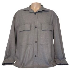 Zara Mens Size‎ LARGE Taupe Oversized Jacket Button Front Pocket Shirt
